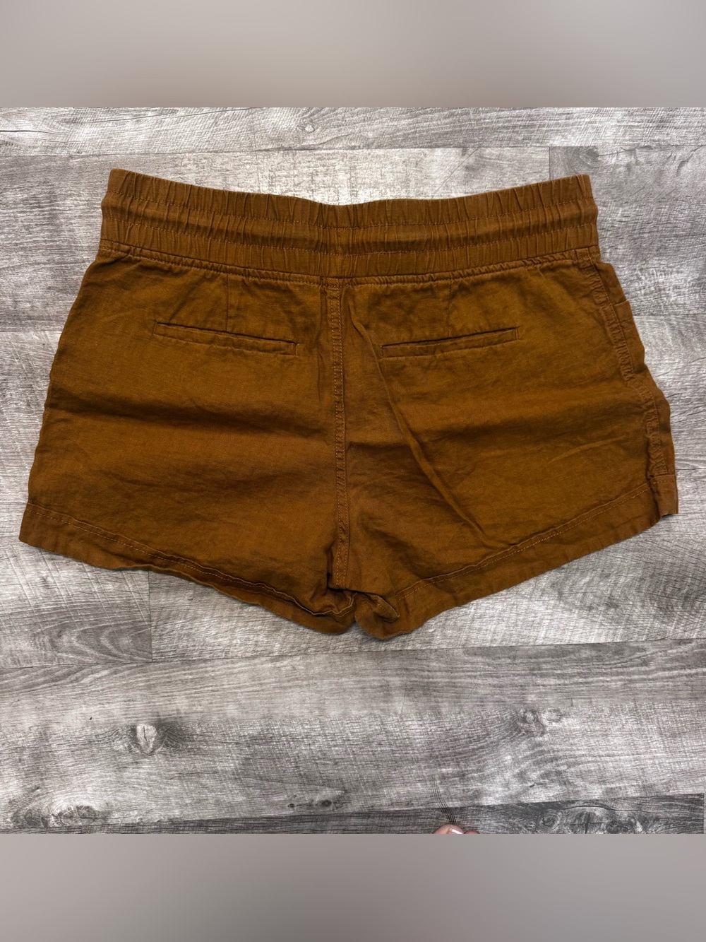 Athleta Linen Cabo 4" Shorts Drawstring Rust Womens Sz. 10 - Picture 4 of 9